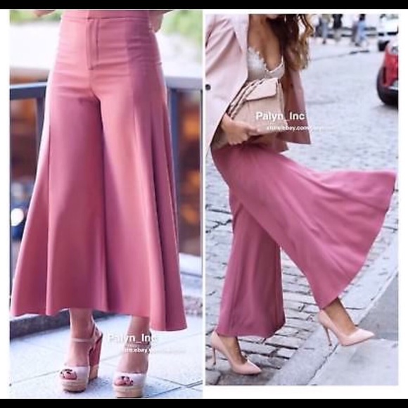Zara Pants - dusty rose pink, wide legged trousers